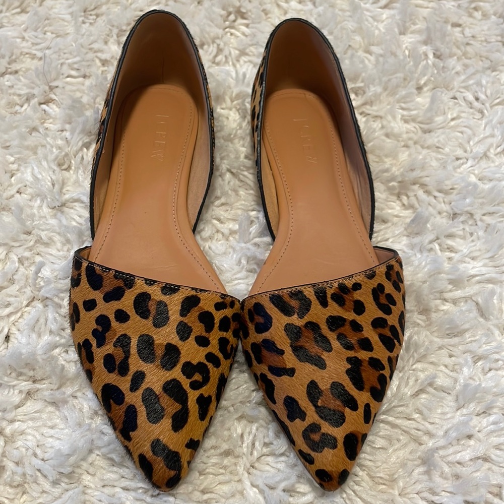 J.Crew Zoe leopard calf hair d’Orsay Flats
